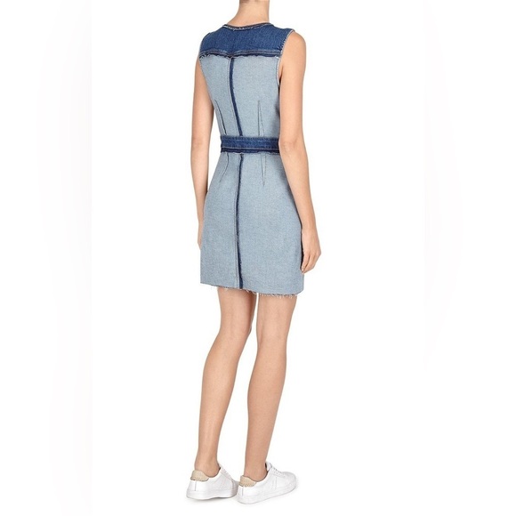 7 for all mankind / inside out  Button Front Dress w/ Distressing denim mini S - Picture 3 of 4